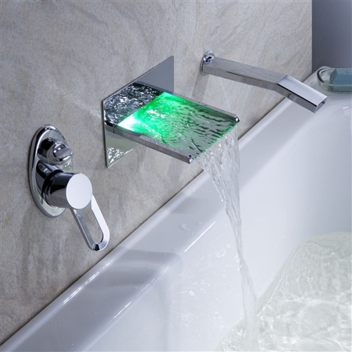 Mullino LED RGB Single Handle Widespread Waterfall Pull-Out Bathroom Faucet